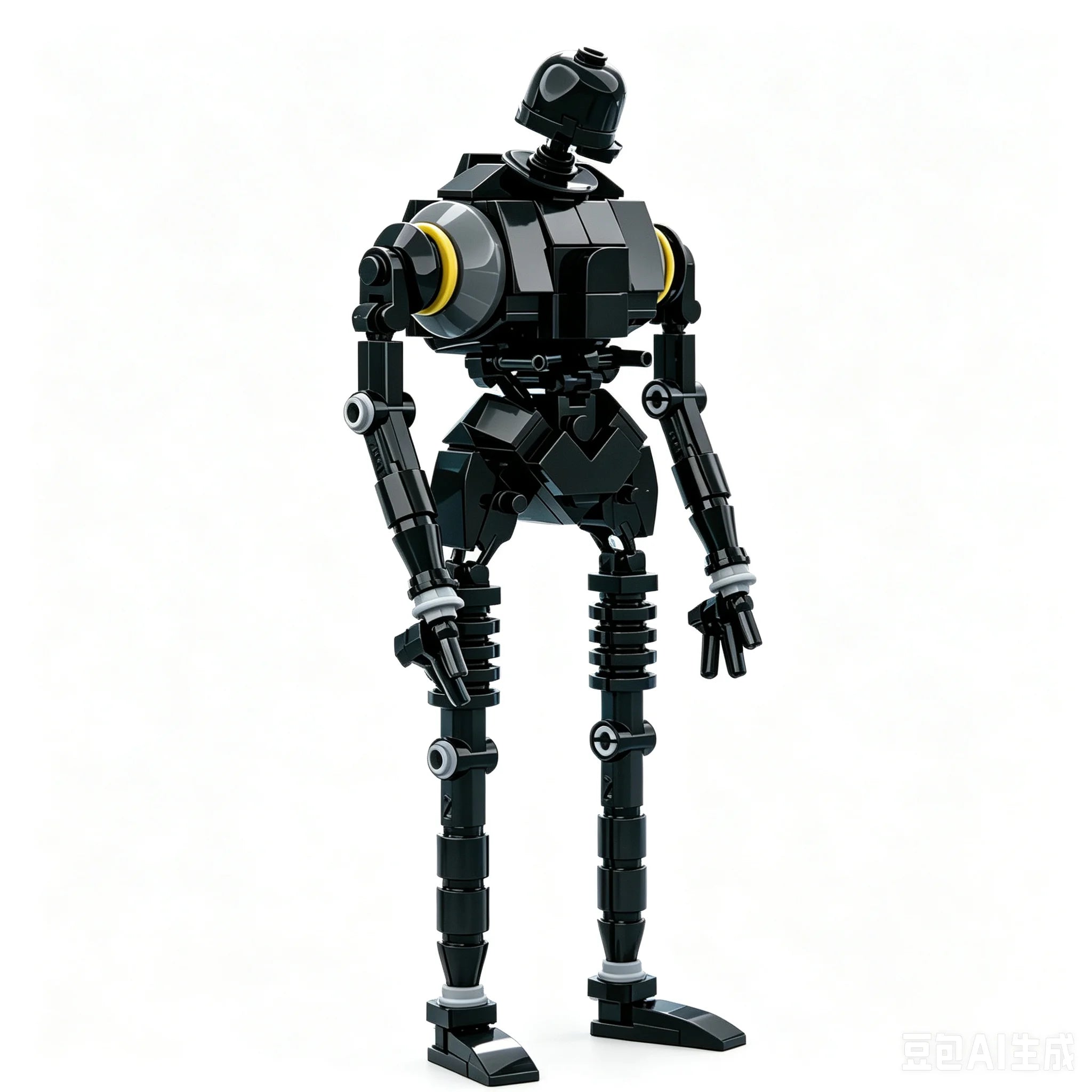 Sci-Fi Black Humanoid Robot Building Blocks, MOC Droid Model, Compatible with Major Brand Bricks, DIY Assembly Toy, Educational