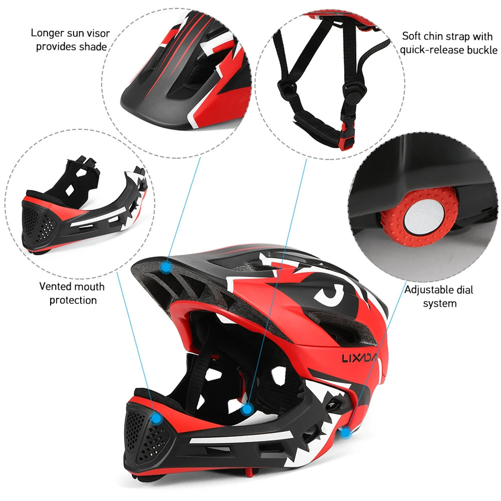 Kids Detachable Full Face Bike Helmet Children's Sports Child Cycling MTB Motorcycle Skateboarding Roller Skating Helmet