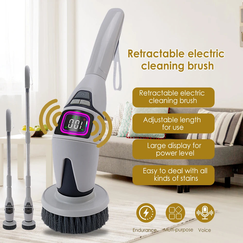 10-in-1 Electric Cleaning Brush Household Cleaning Brush Multifunctional Bathroom Cleaning Toilet Cleaning With LED Screen