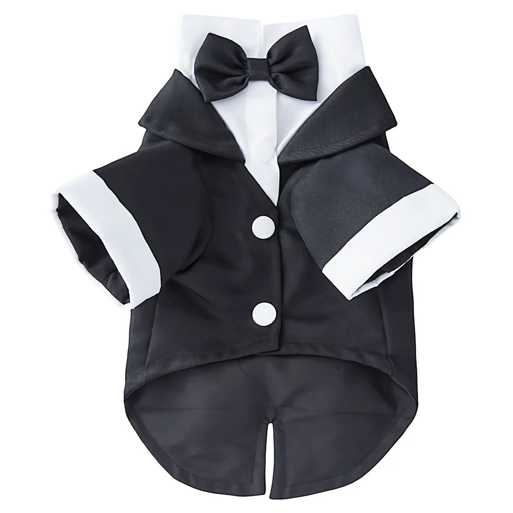 Pet Costume Suits - Lightweight Tuxedos, Suitable for Weddings/Christmas, with Adjustable Bow Ties and Breathable Mesh Fabric