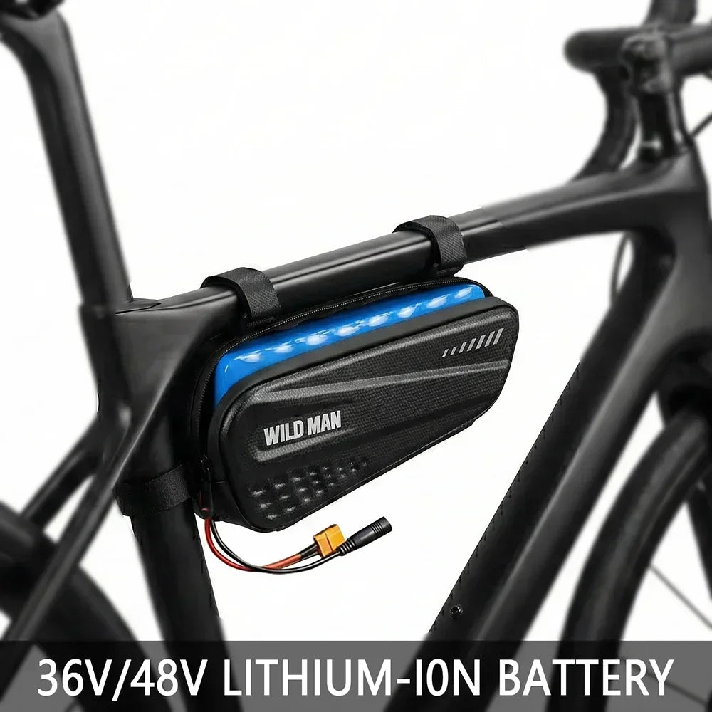 36V/48V Triangle Ebike Battery Pack 12Ah 14Ah Li-ion Electric Bicycle Battery with Waterproof Bag Charger & Safety BMS