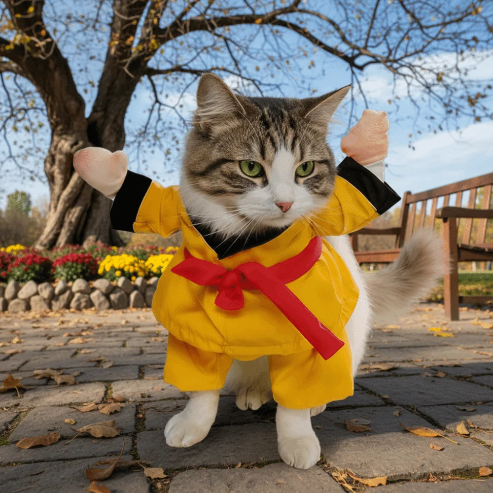 Funny Pet Taekwondo Costume Breathable Comfortable Cat Cosplay Costume Uniform Style Pet Transformational Outfit