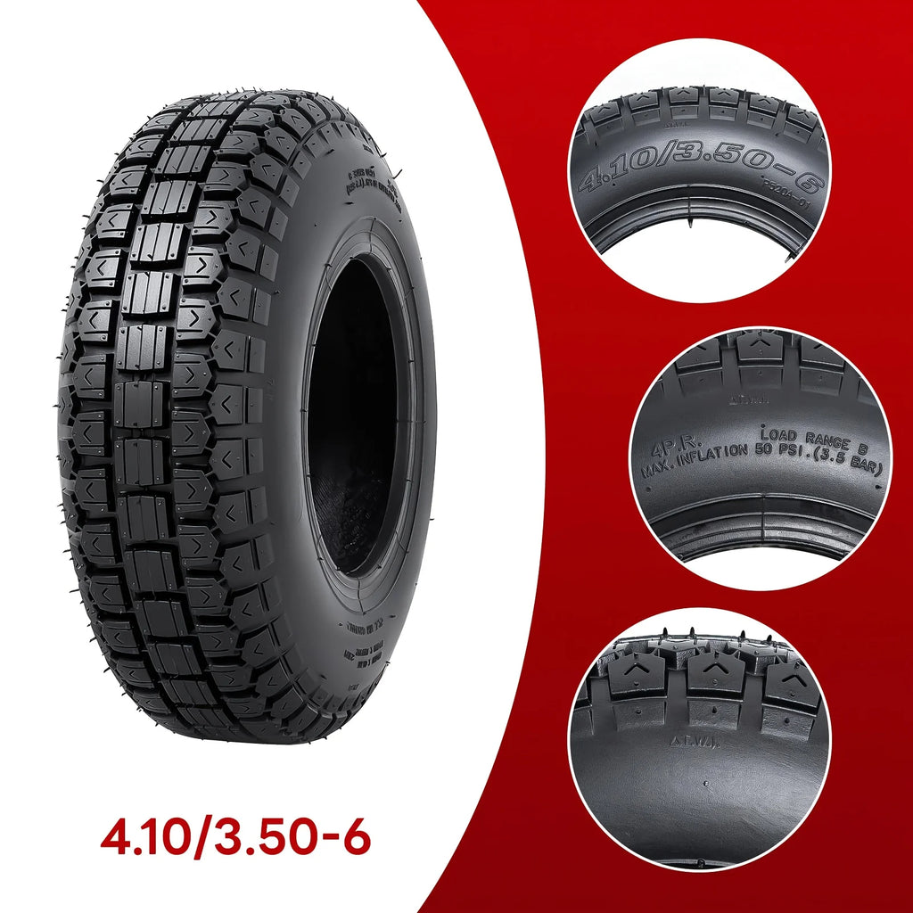 4.10/3.50-6 4.10-6 410-6 Tire and Inner Tube for Warehouse Cars Scooter Wheel Hand Truck Lawn Mower Dollies Wheelbarrow Parts