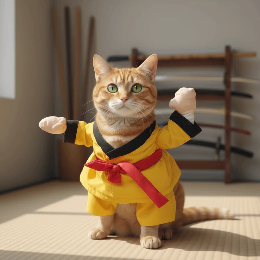 Funny Pet Taekwondo Costume Breathable Comfortable Cat Cosplay Costume Uniform Style Pet Transformational Outfit