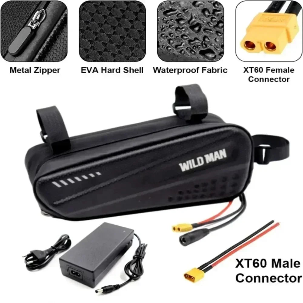 36V/48V Triangle Ebike Battery Pack 12Ah 14Ah Li-ion Electric Bicycle Battery with Waterproof Bag Charger & Safety BMS