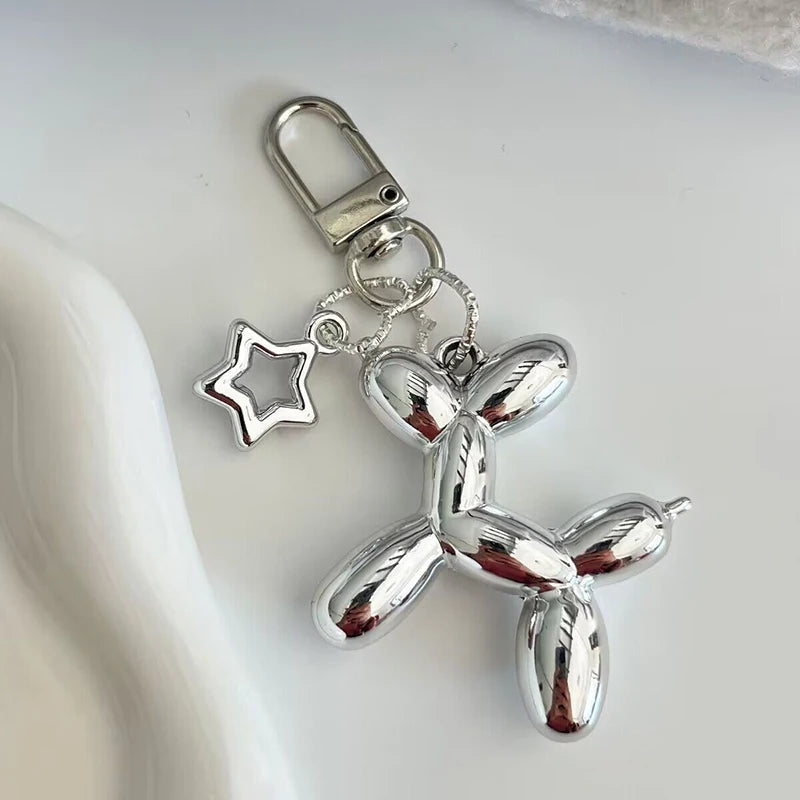Korean Cute 3D Balloon Dog Keychain for Car Keys Iphone Accessories Trendy Heart Keyring Women Handbag Bag Pendant Key Chains