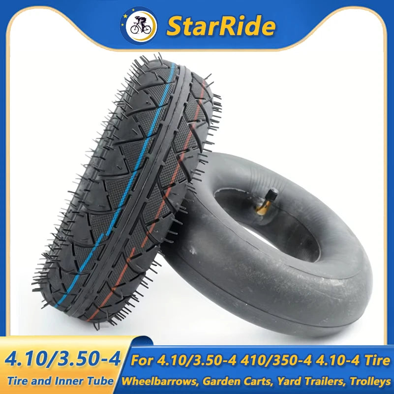 4.10/3.50-4 410/350-4 4.10-4 Tire and Inner Tube for Warehouse Cars Scooter Wheel Hand Truck Lawn Mower Dollies Wheelbarrow