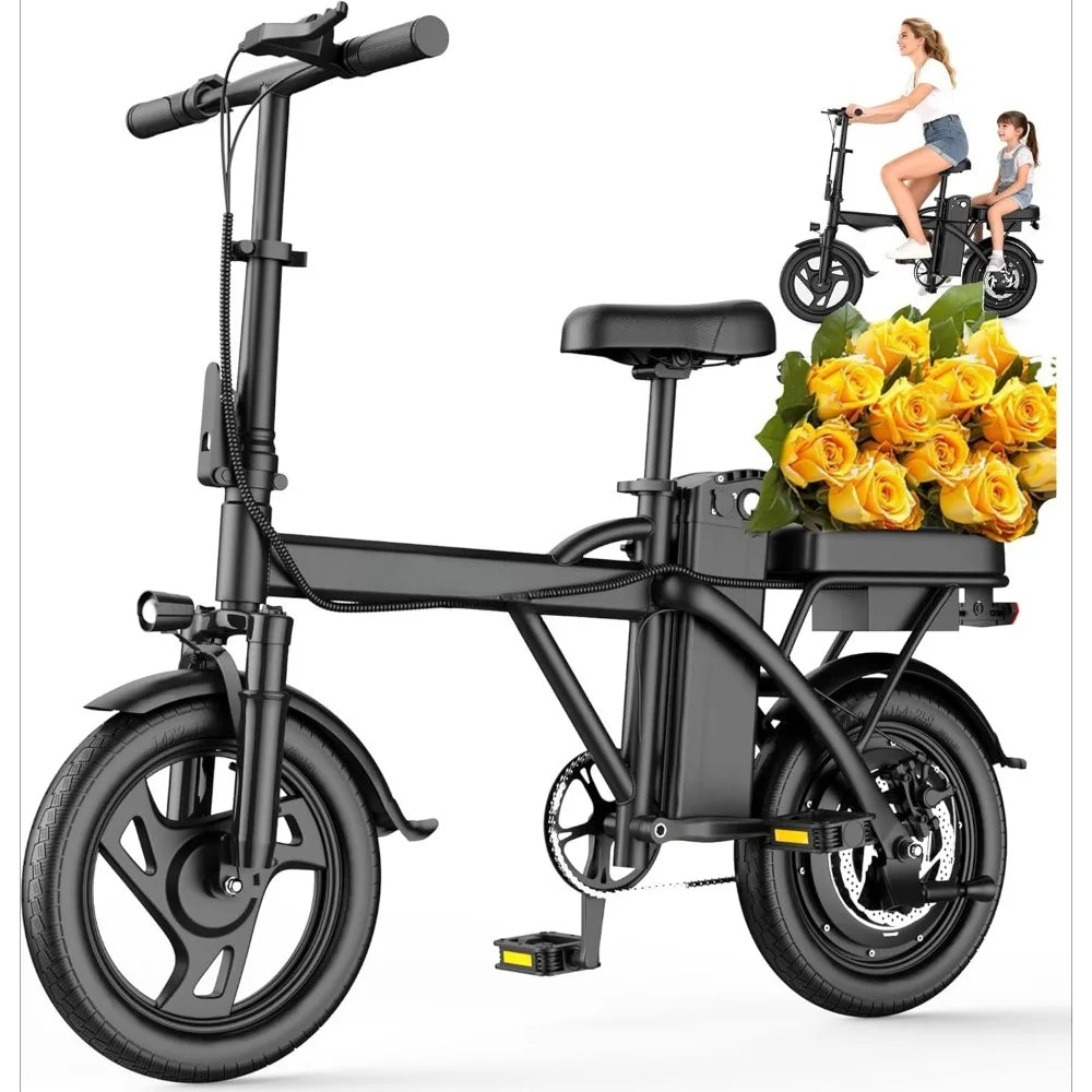 Bike for Adults, 500W Motor, 20 MPH Max Speed Folding Ebike, 14" Electric Bicycles, Max 20/30 Miles Range，Customized