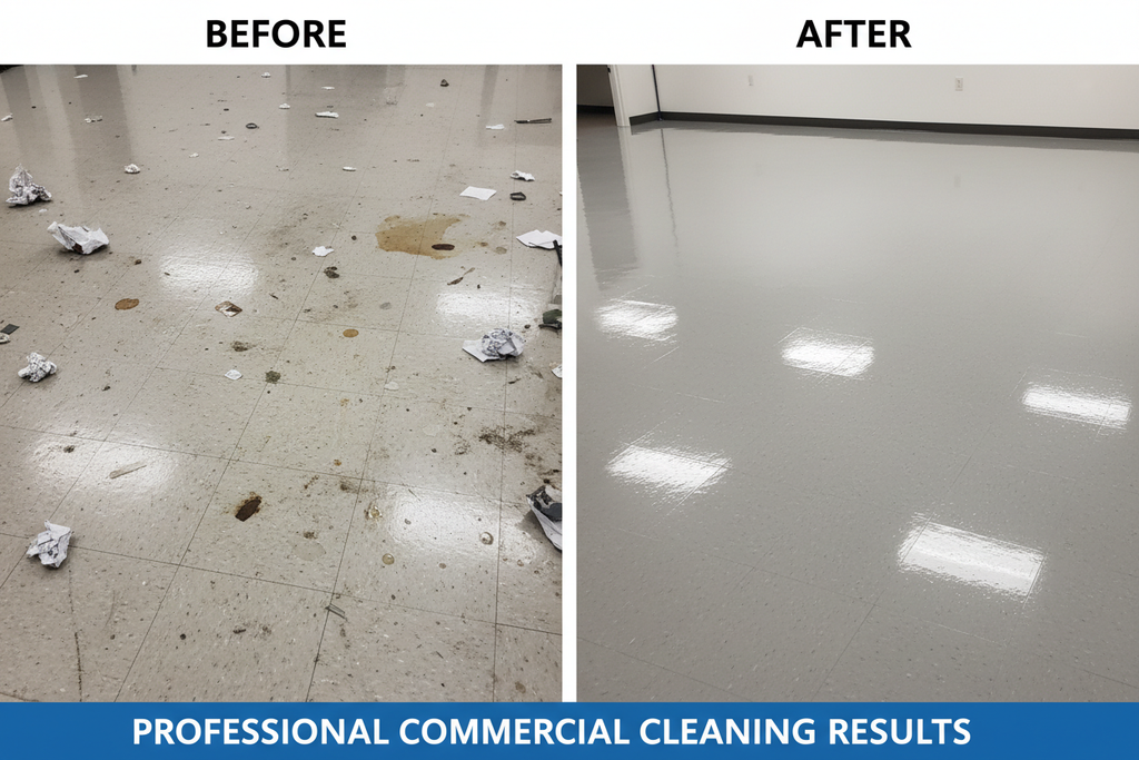 Before and after floor cleaning comparison