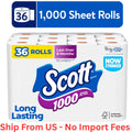 SALE! Scott 1000 Toilet Paper, 36 Rolls, 1000 Sheets Per Roll, Free Ship US