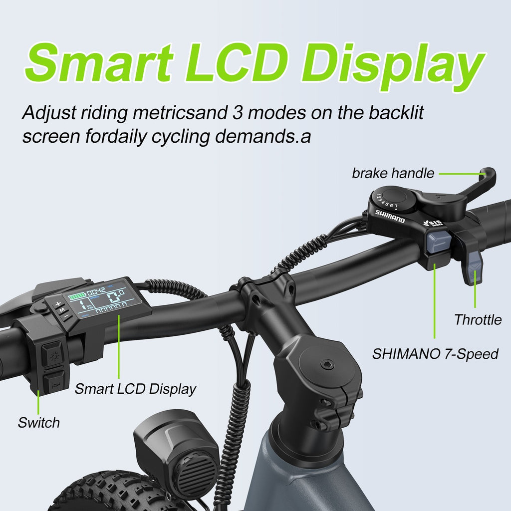 26in Electric Bike for Adult 500W 22MPH 40 Miles 7 Speed City Commuting E-bike