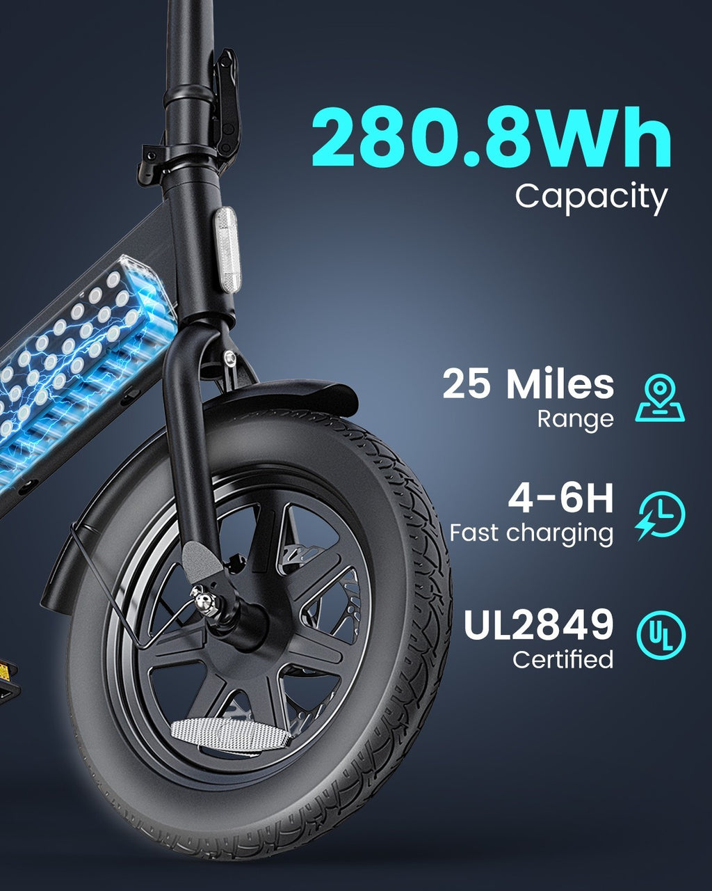 DYU 14" Folding Electric Bike for Adults Teens, 350W 36V/7.8AH, Commuter City🔥